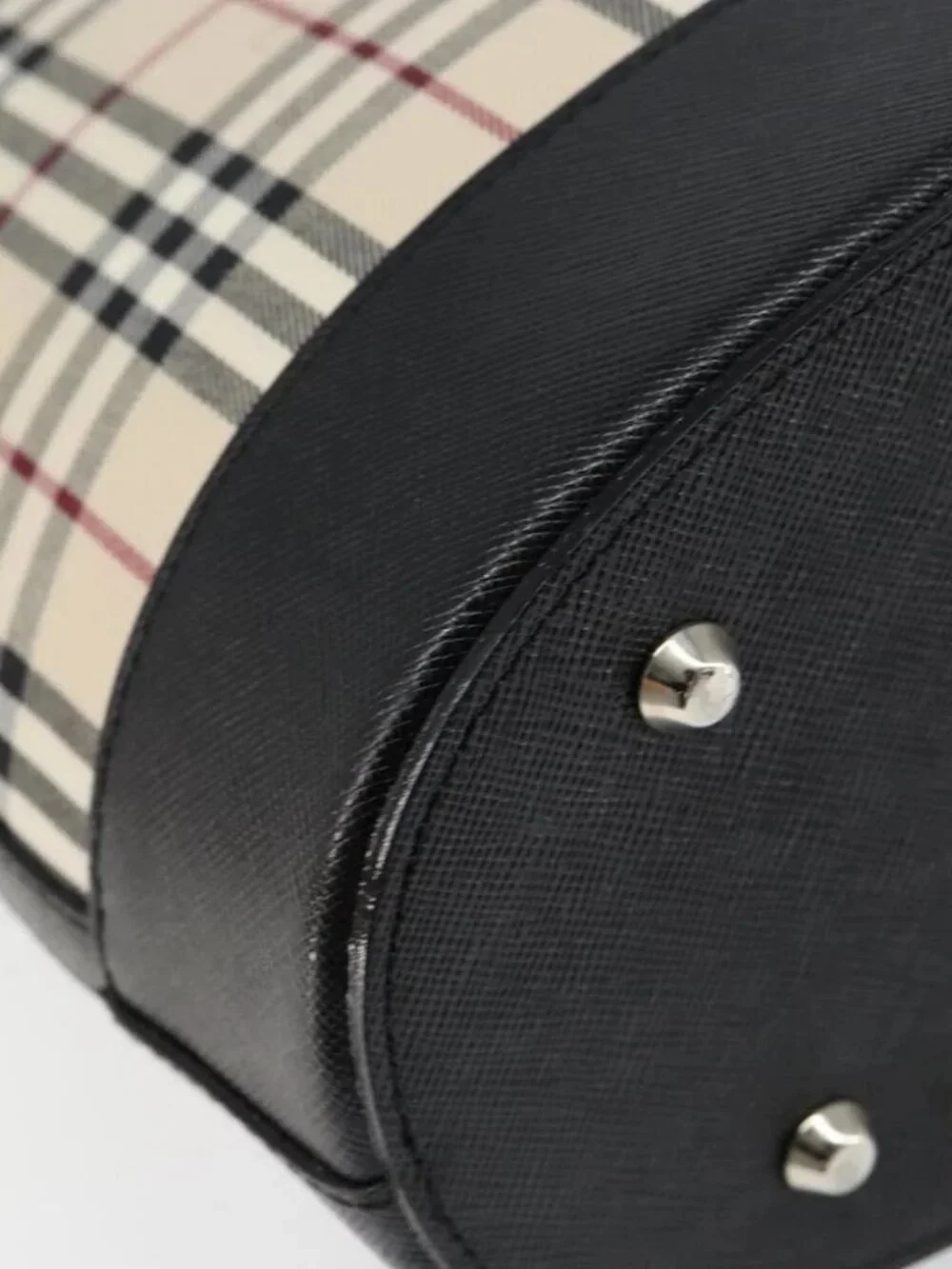 BURBERRY Nova Check Hand Bag Canvas Beige Silver Auth 154458 - Picture 7 of 16